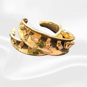 Gold Chunky Hoop Earrings with Rhinestone Detailing | Bold Statement Jewelry